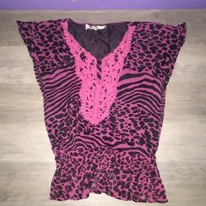 Pink cheetah and zebra print blouse